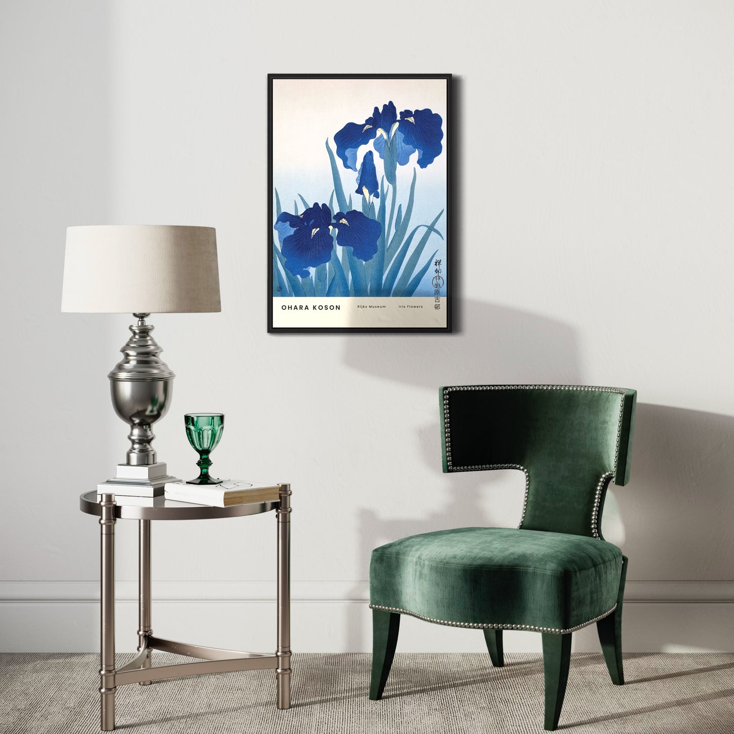 Blue Flowers Japandi Poster