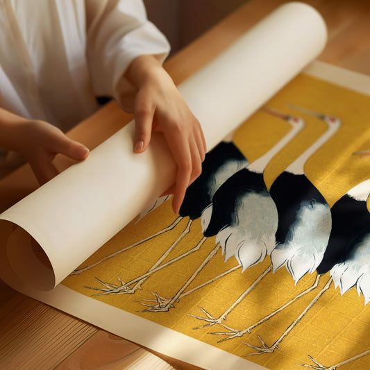 Japanska röda krontranor av Ogata Korin Poster