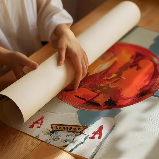 Poster Glas röd cocktail med spelkort