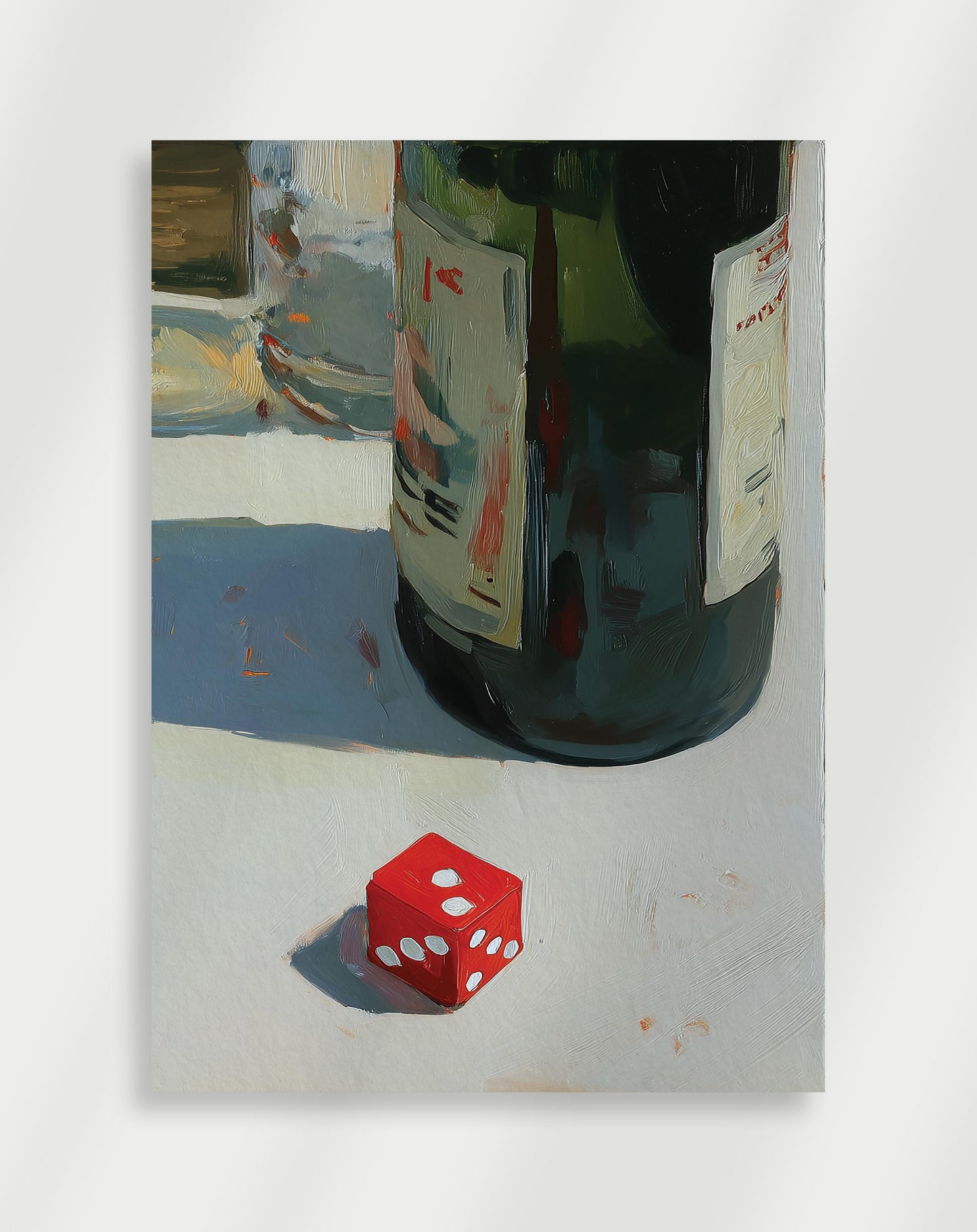 Red dice with Wine bottle Poster