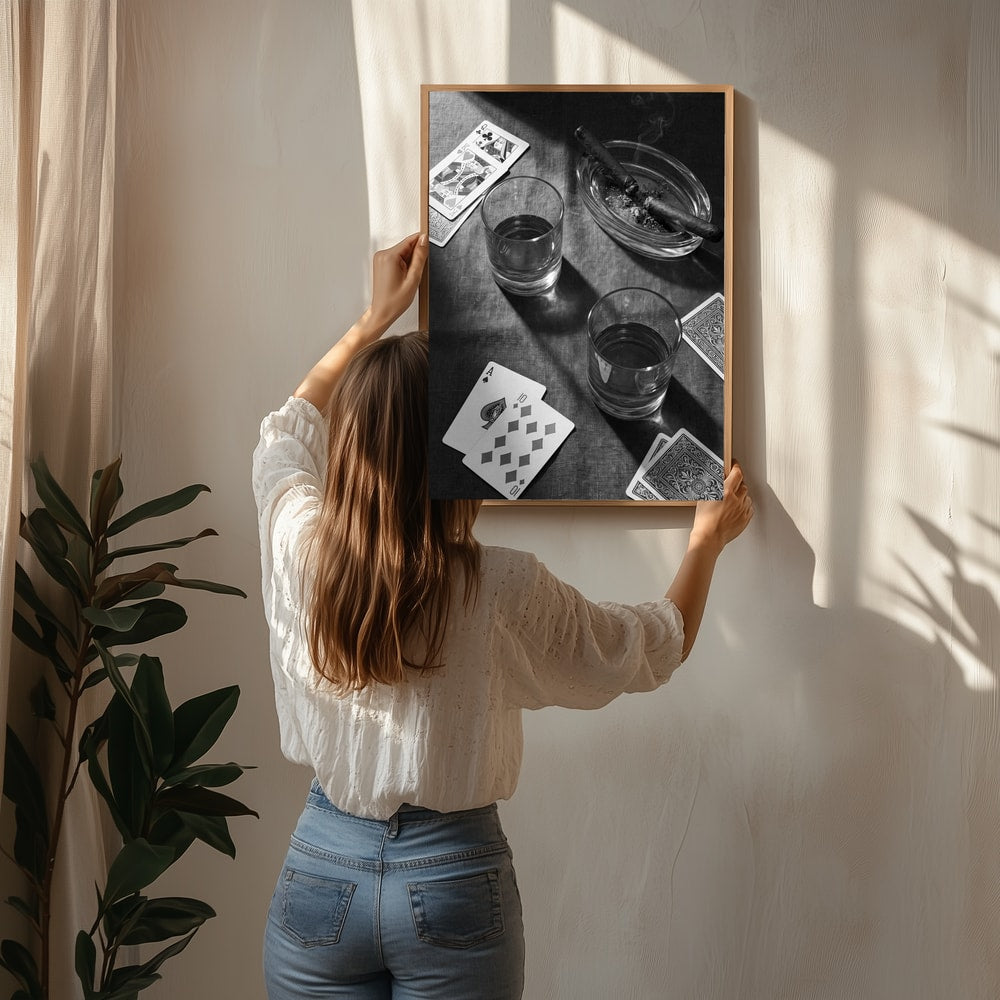Whiskey Kort Cigarer Plakat