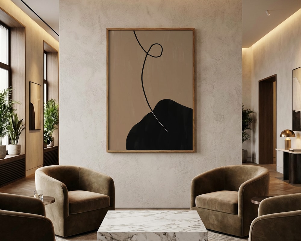 Minimalistisches Poster mit schwarzer Kurve