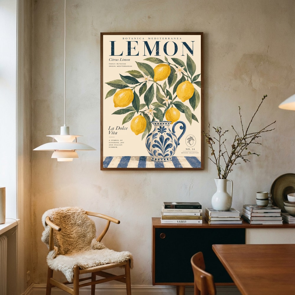 Mediterranean Lemon Still Life Poster