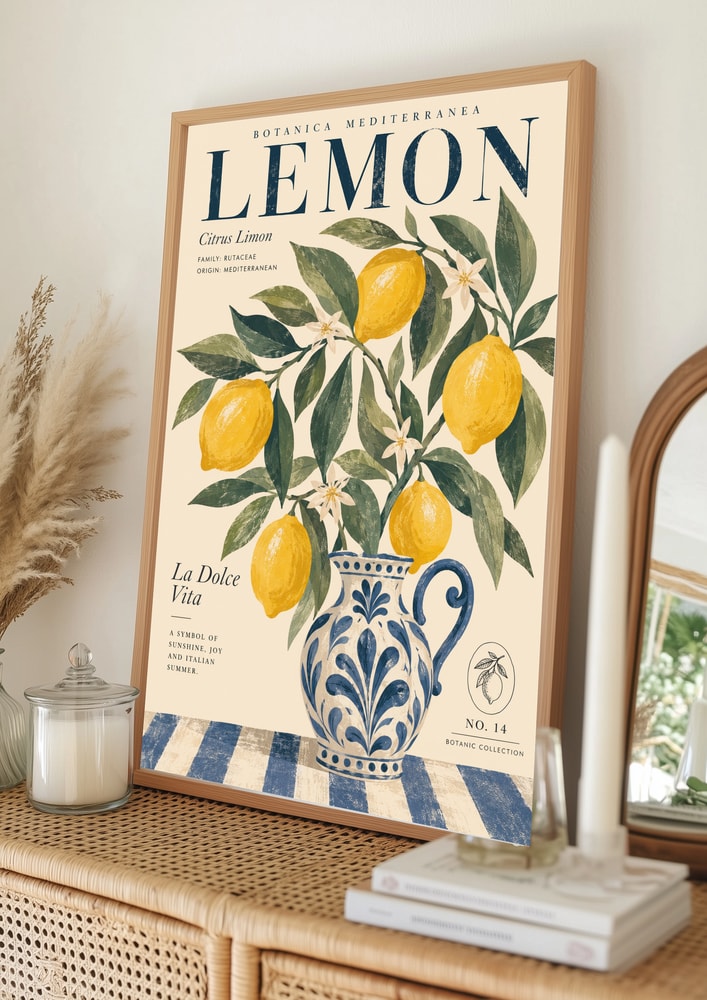 Mediterranean Lemon Still Life Poster
