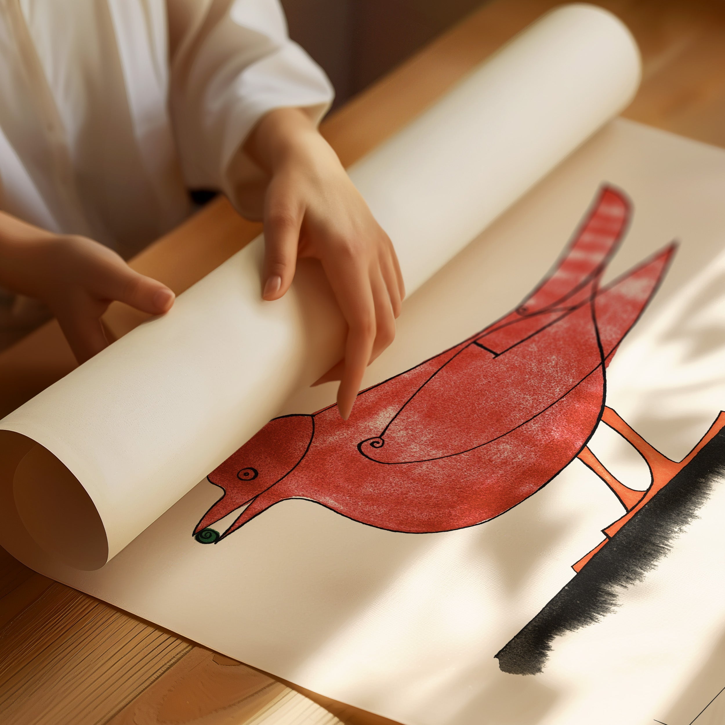 Les lalanne röd fågel Poster