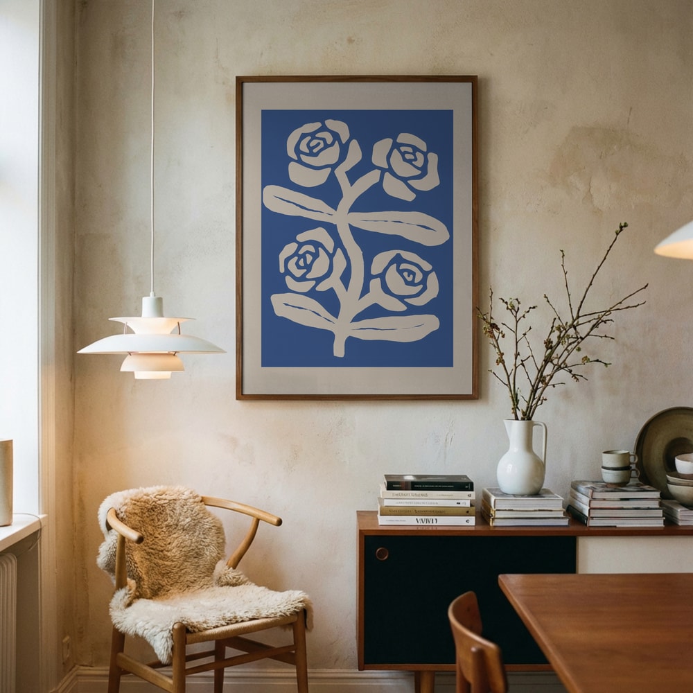 Abstrakt med blå rosor Poster