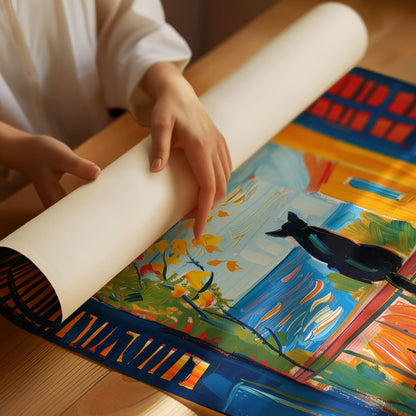 Cat on Balcony Poster