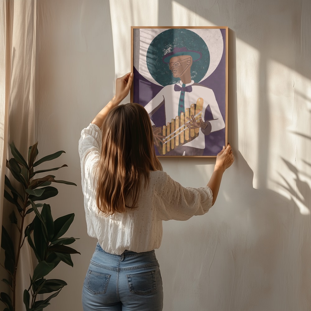 Elegant med panflöjtspelare Poster