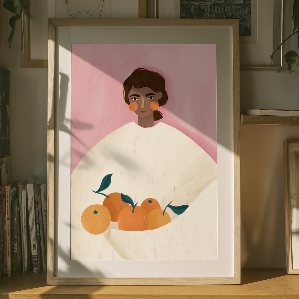 Woman Holding Oranges Poster
