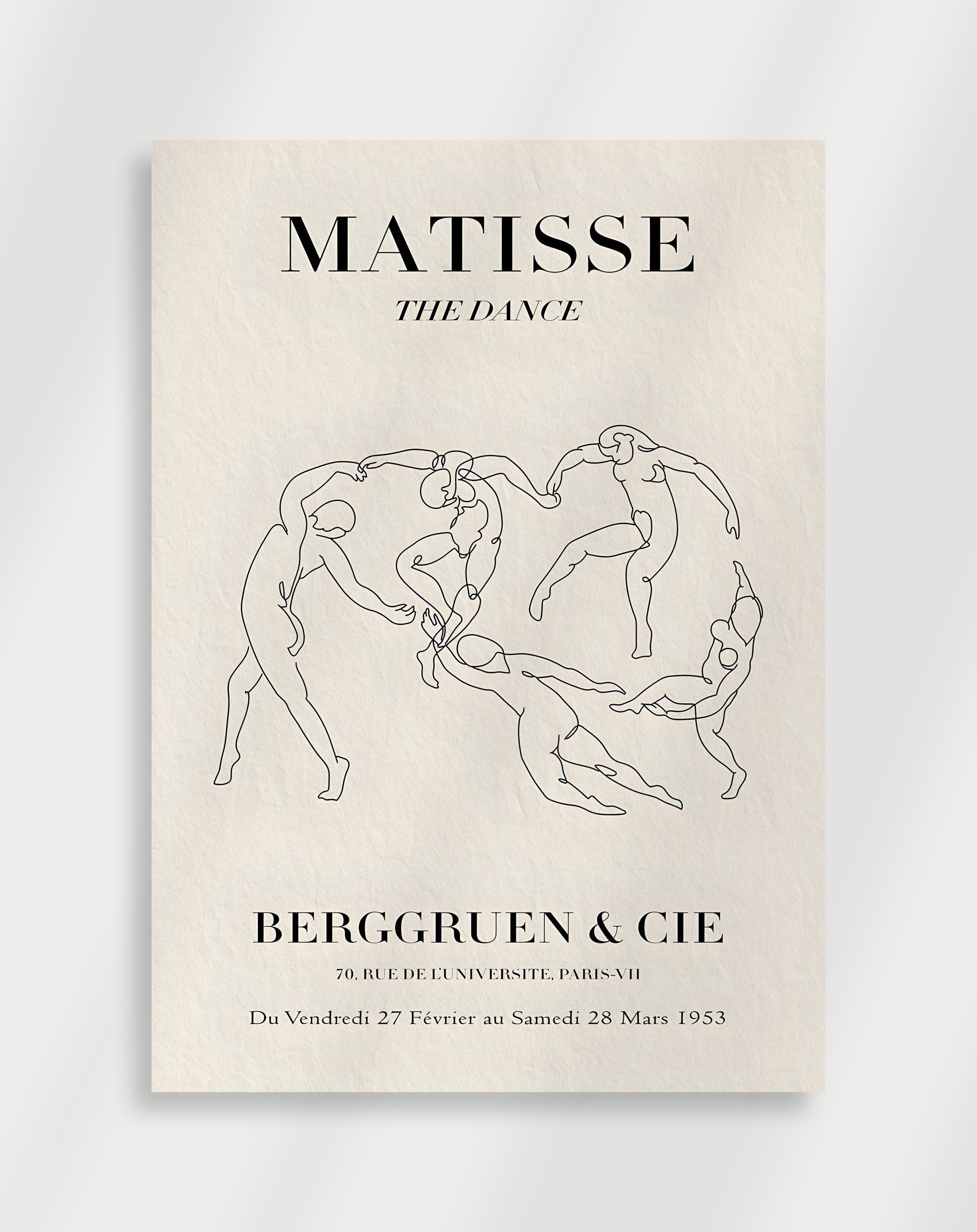 Expressive figures in motion with bold colors in Matisse’s The Dance