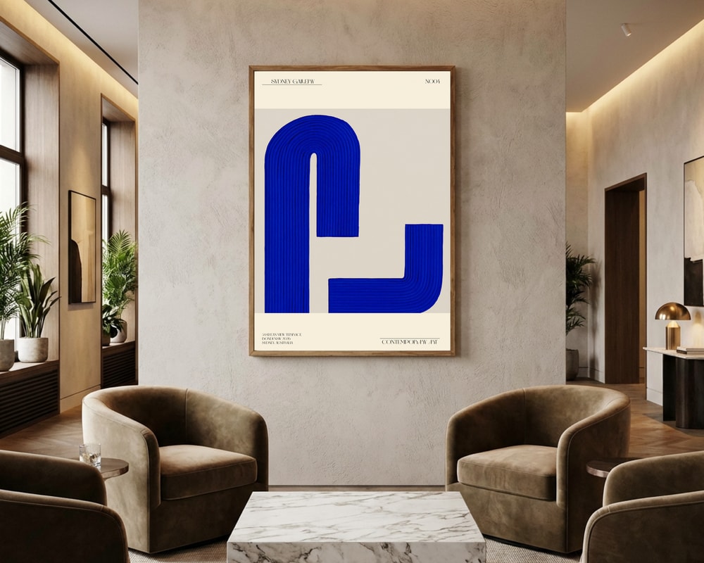 Blå abstrakt geometri plakat