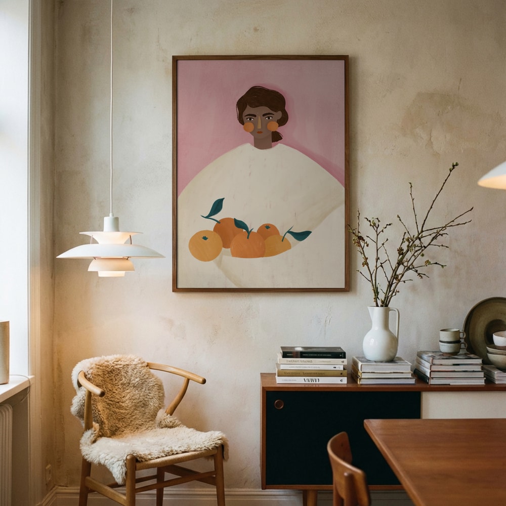 Woman Holding Oranges Poster
