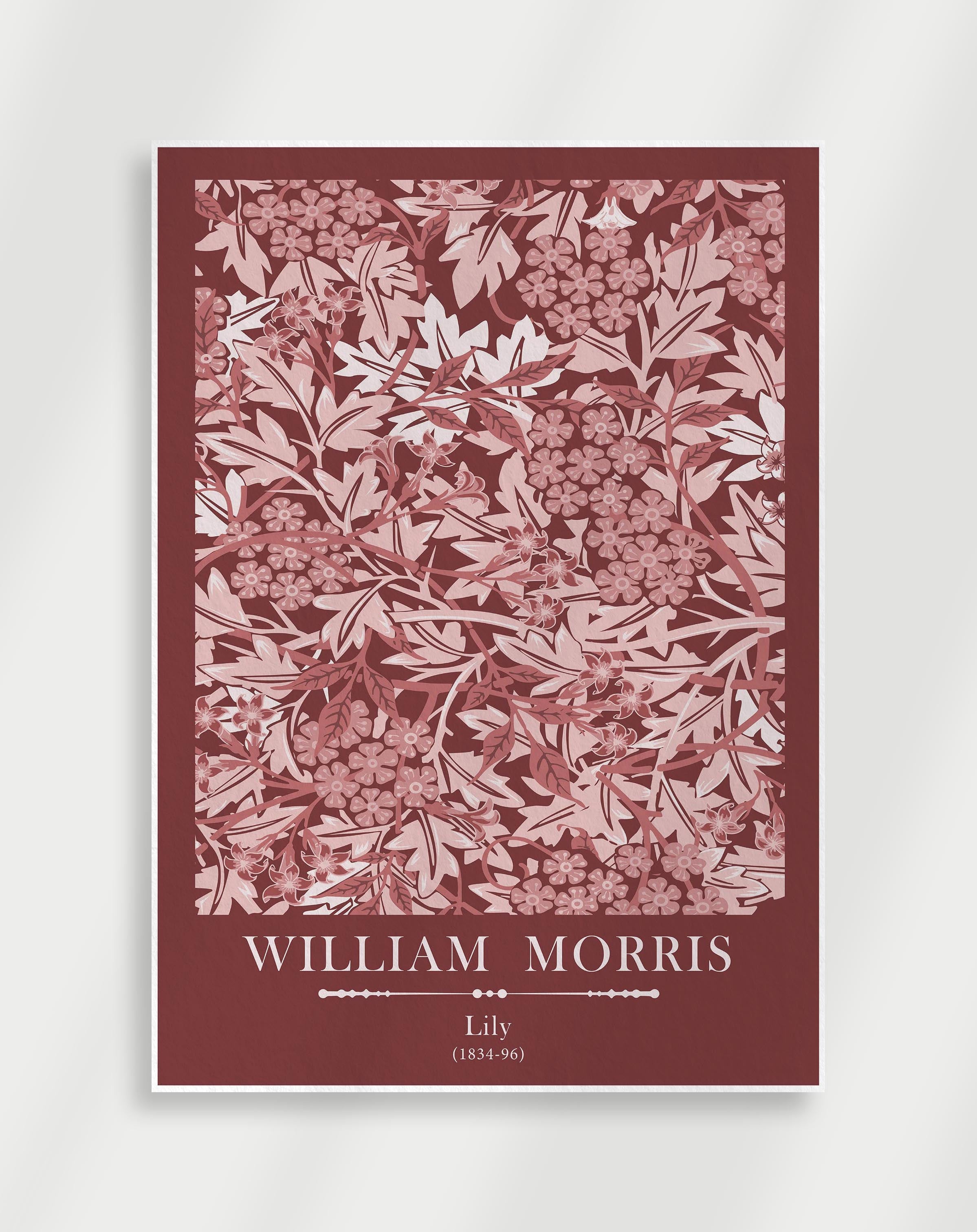 Vintage botanical lily wall art with elegant floral details by William Morris