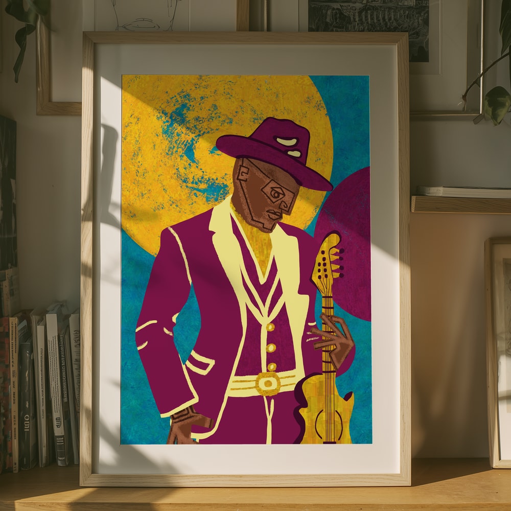 Gitarrist i lila kostym Poster