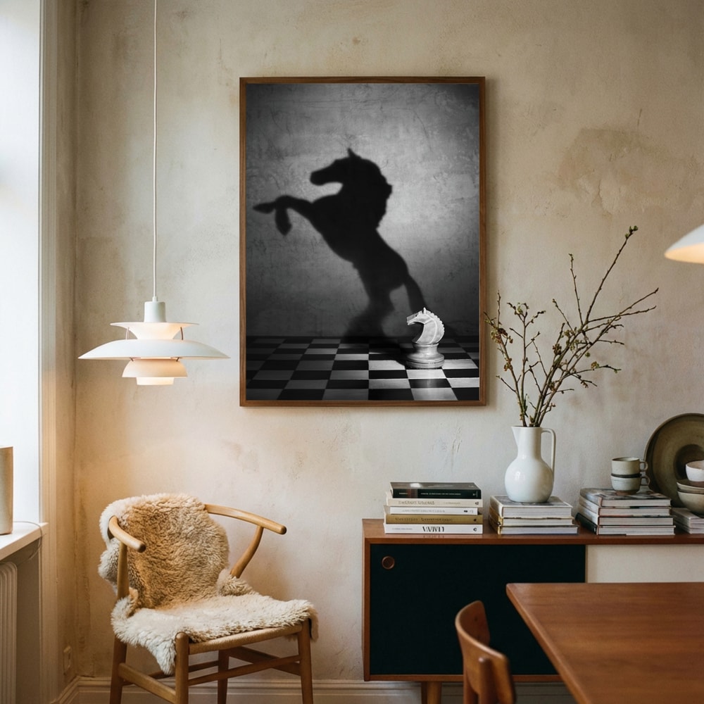 Chess Knight Horse Shadow Poster