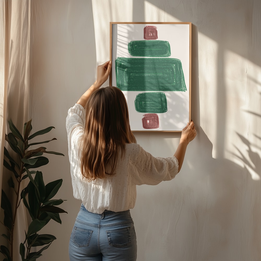 Abstrakta staplade block Poster