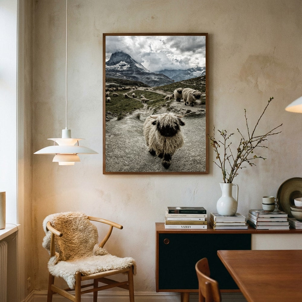 Valais svartnosfår Matterhorn bergs Poster