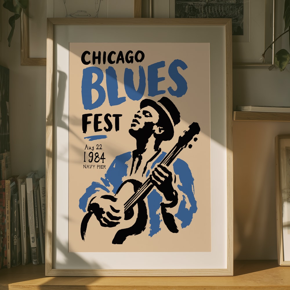 Chicagoblues-gitarrist från 1984 Poster