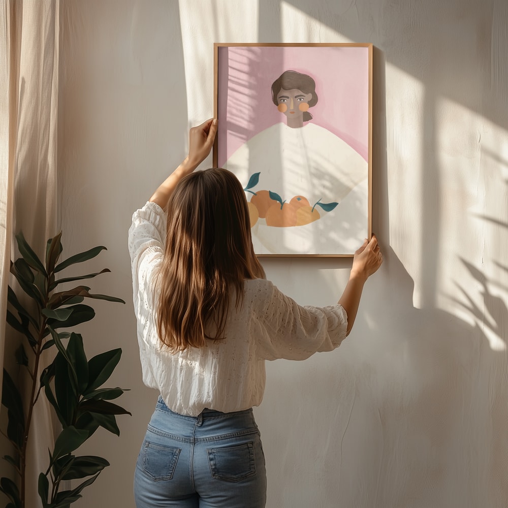 Woman Holding Oranges Poster