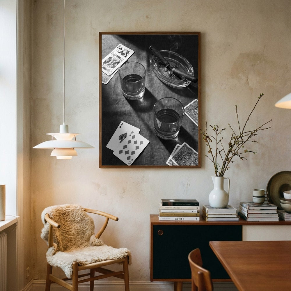 Whiskey Kort Cigarer Plakat