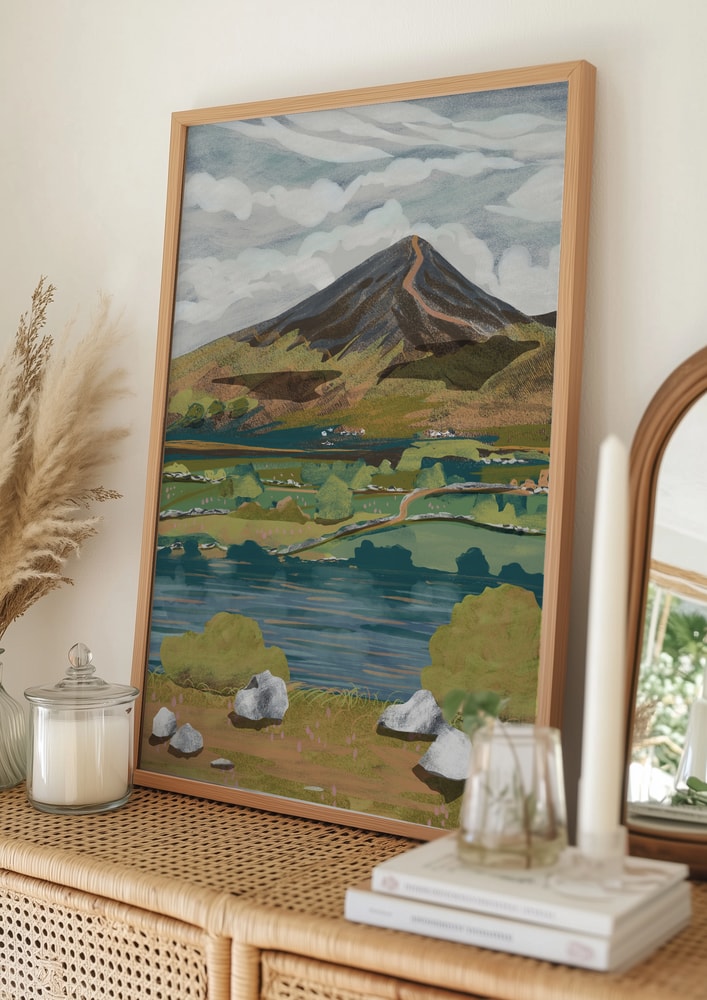 Lakeside Mountain View Poster