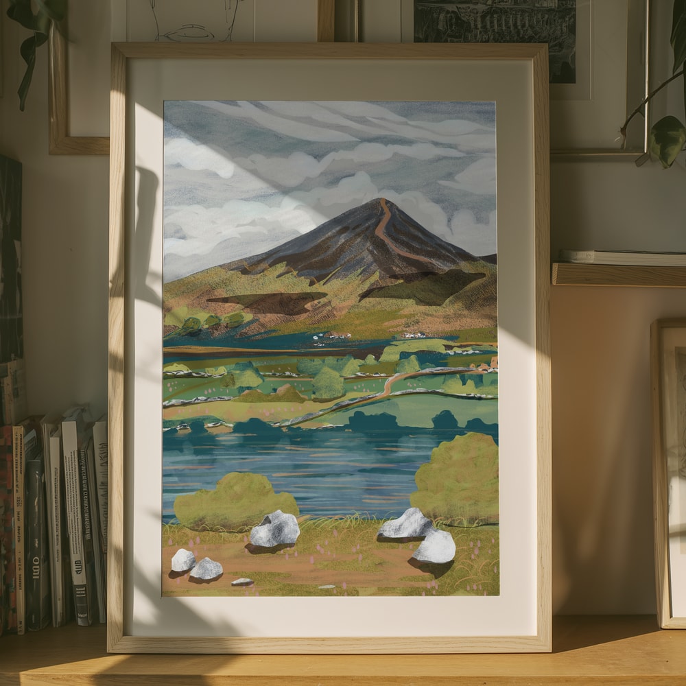 Lakeside Mountain View Poster