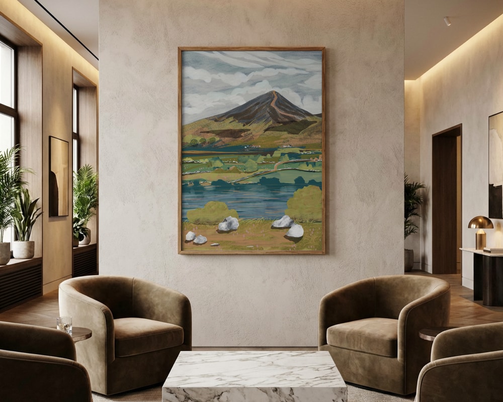 Lakeside Mountain View Poster