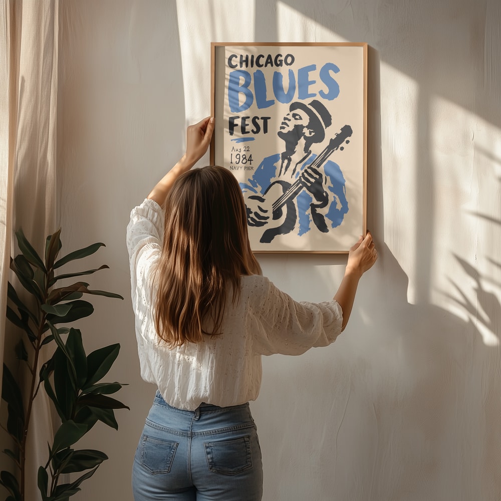 Chicagoblues-gitarrist från 1984 Poster