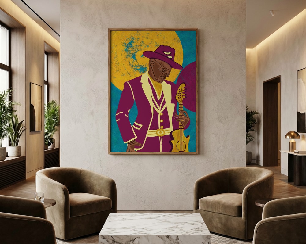 Gitarrist i lila kostym Poster