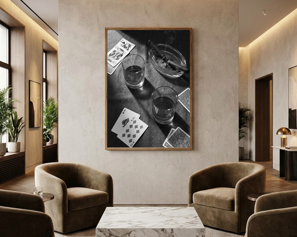 Whiskey Kort Cigarer Plakat