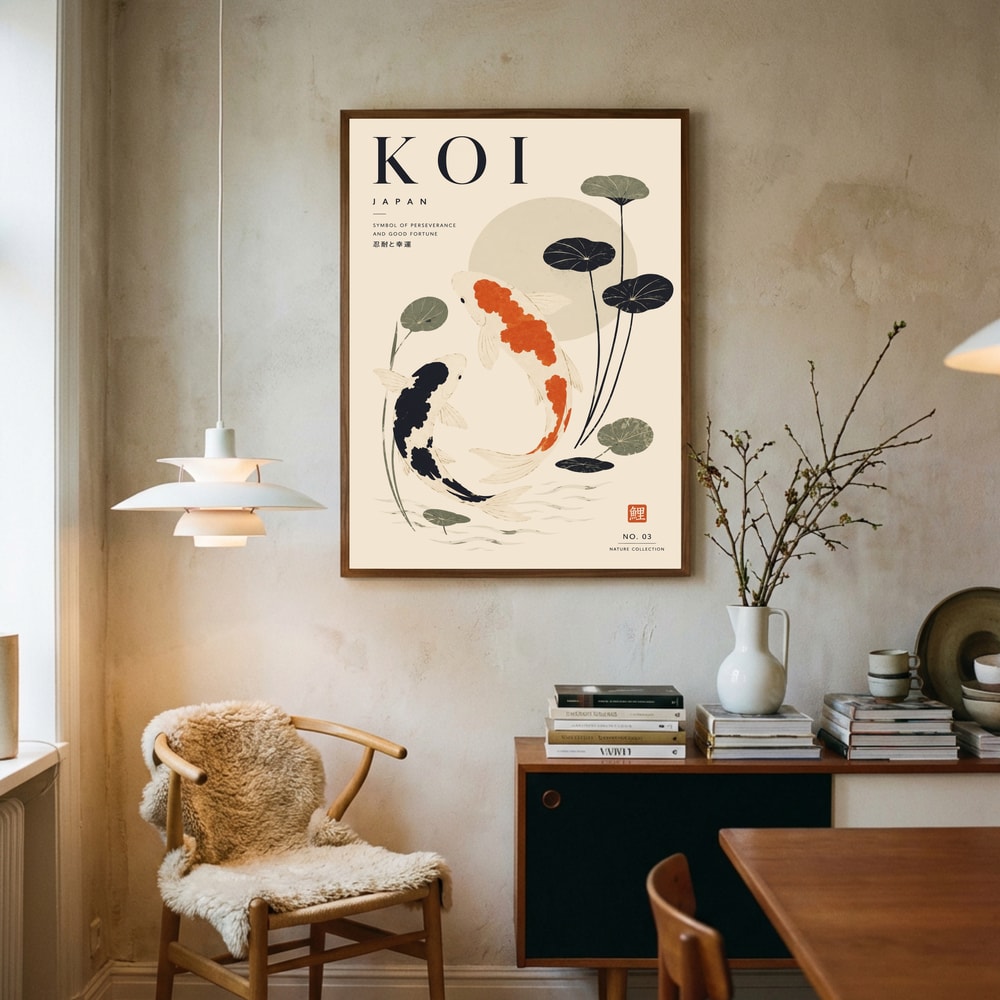 Swimming Japanese Koi Poster