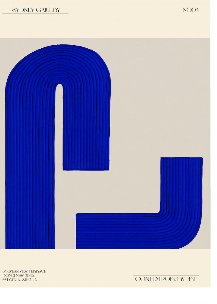Blå abstrakt geometri plakat