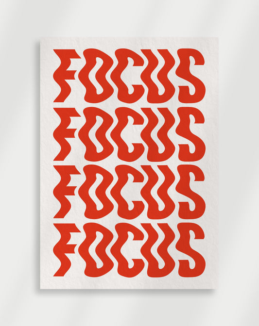 Focus white and red text Poster