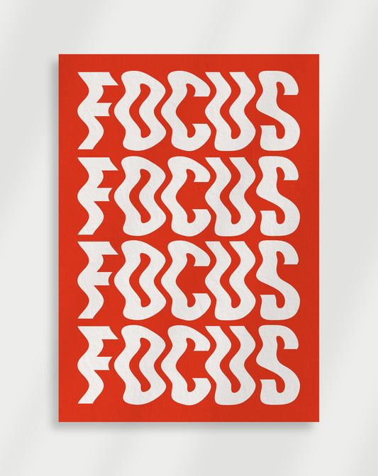 Focus red and white text Poster