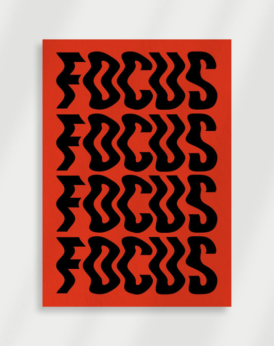 Focus red and black text Poster