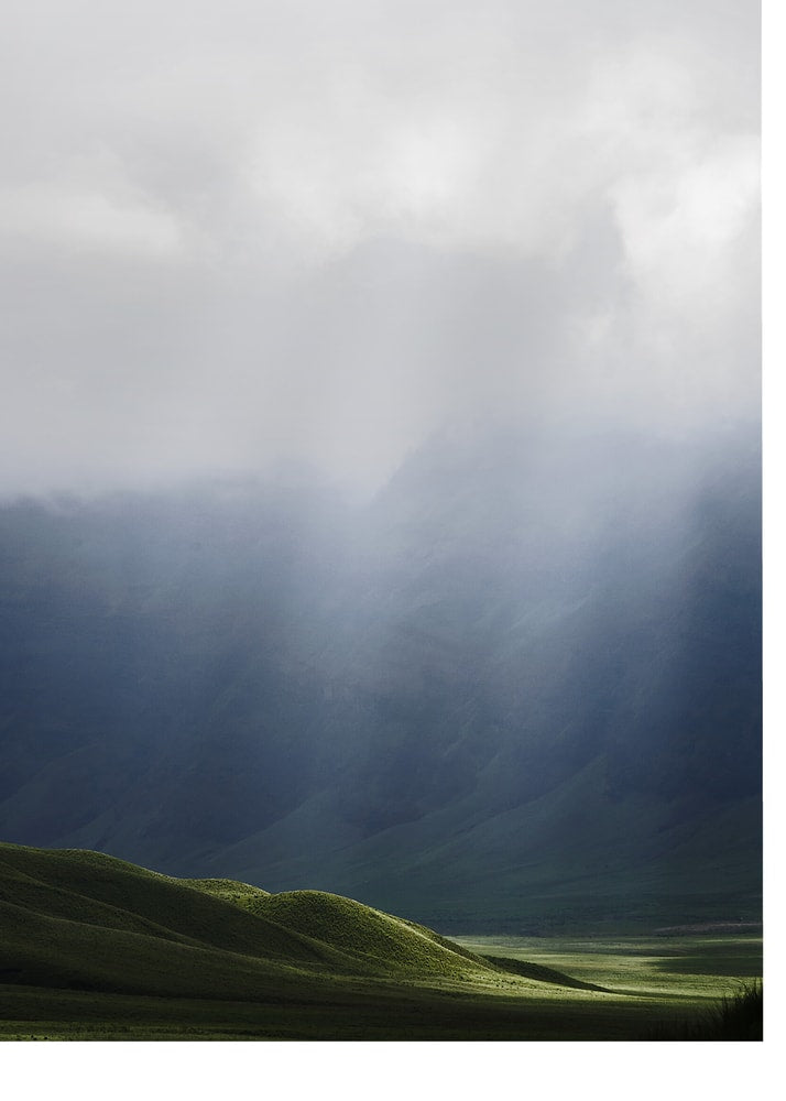 Misty Mountain Sunbeams Poster