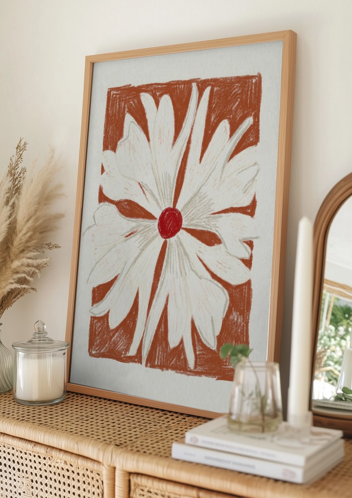 Rustic Daisy Illustration Poster