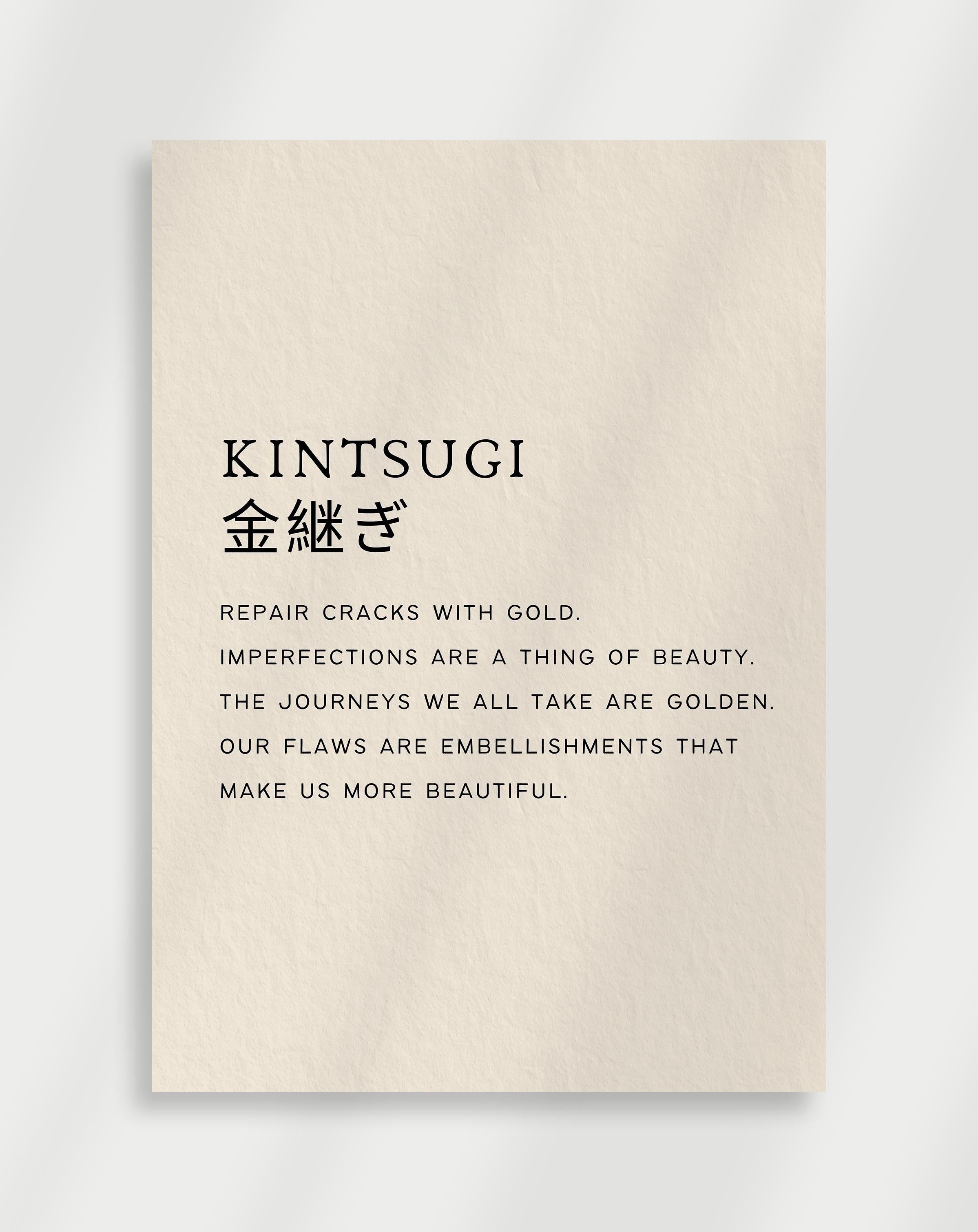 Kintsugi poster with minimalist design inspired by Japanese repair art