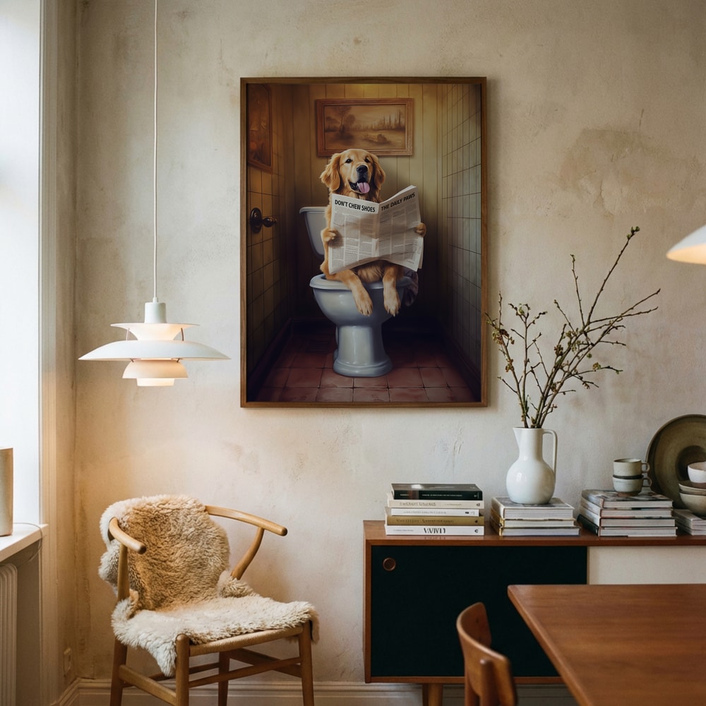 Funny Dog Reading Newspaper Poster