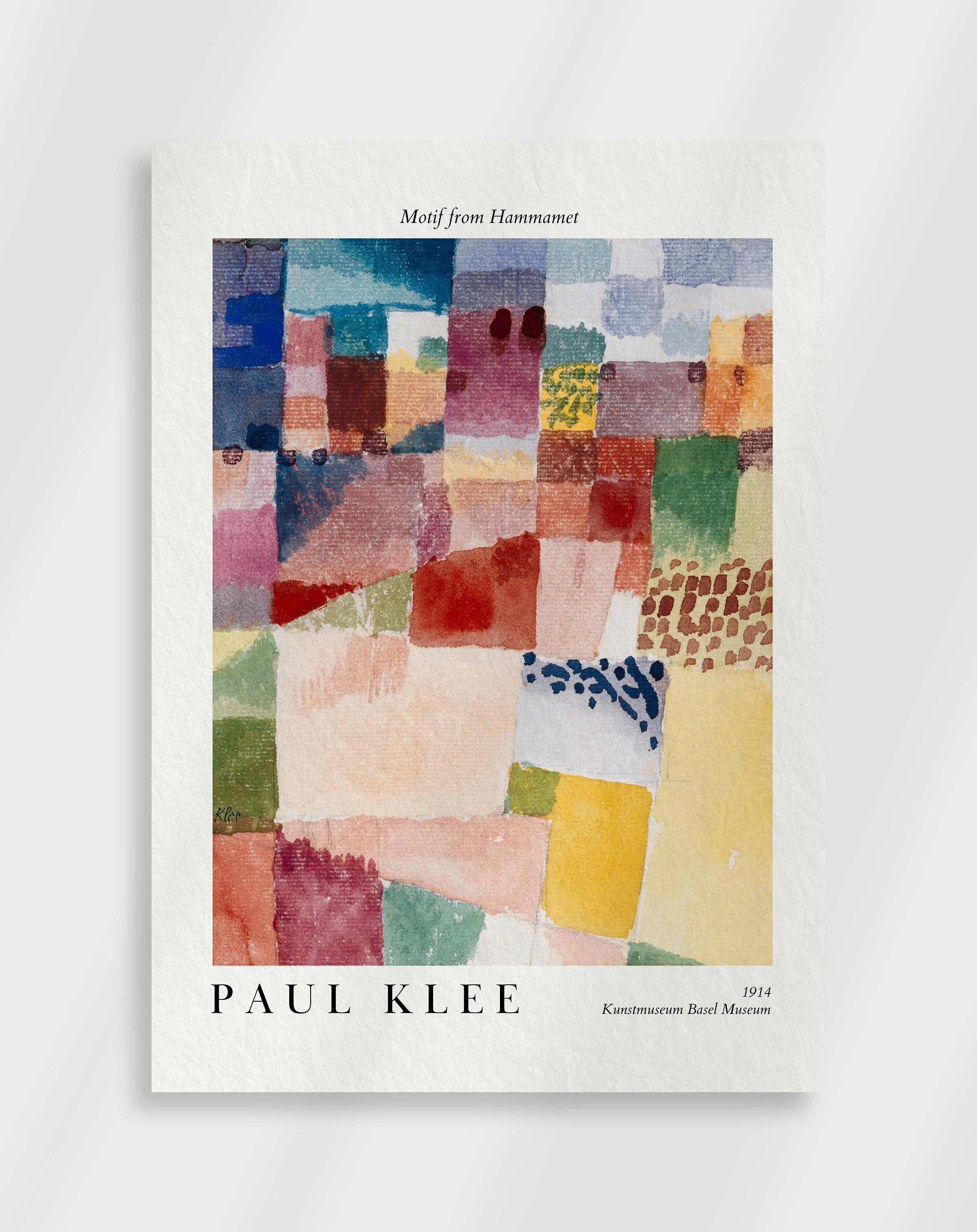 Abstract patchwork painting with colorful square blocks in soft watercolor texture