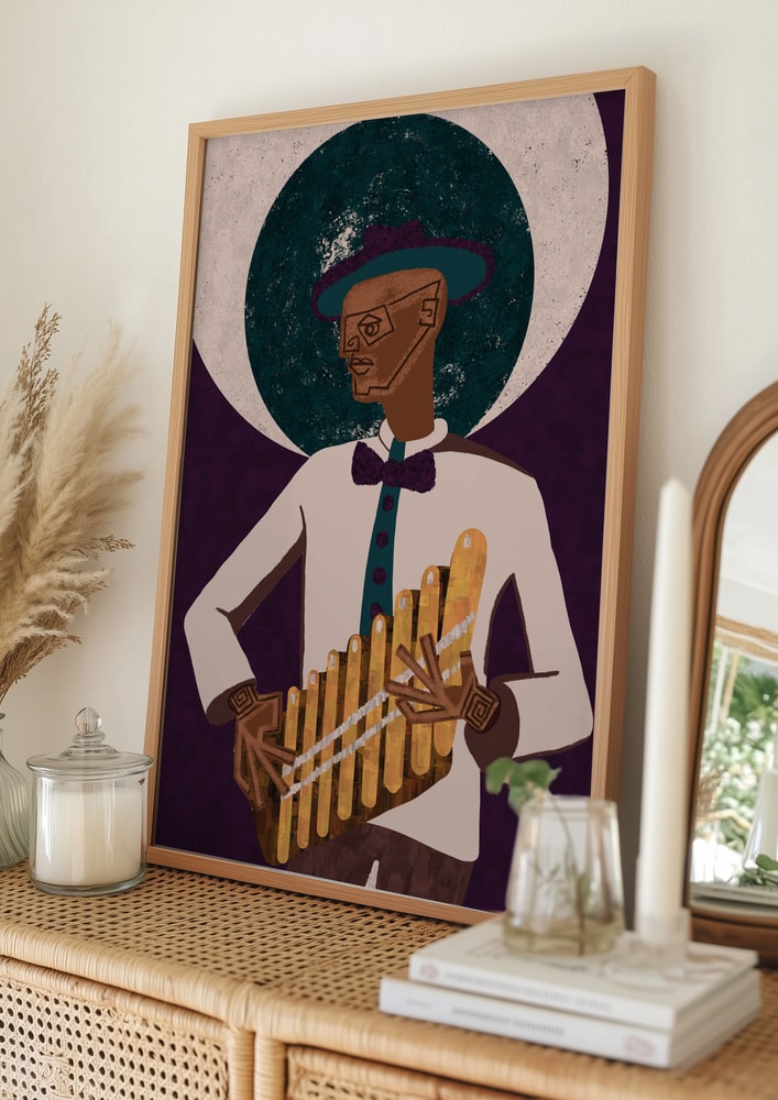Elegant med panflöjtspelare Poster