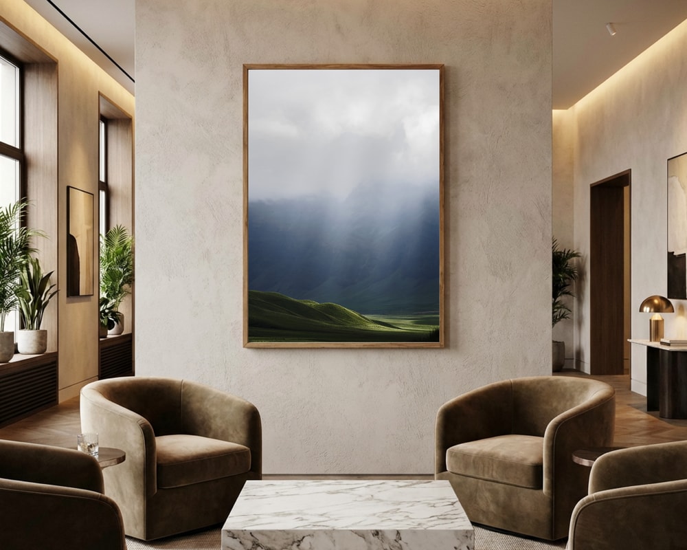 Misty Mountain Sunbeams Poster