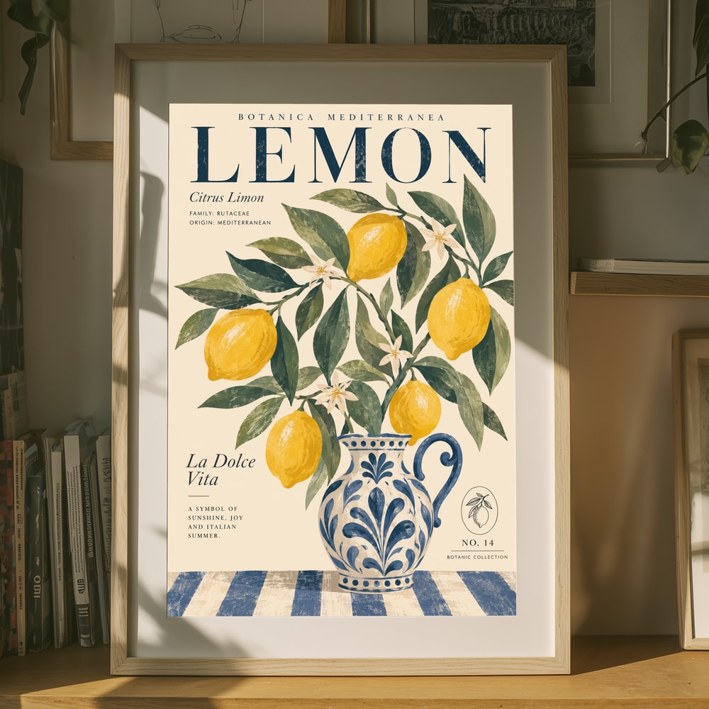 Mediterranean Lemon Still Life Poster