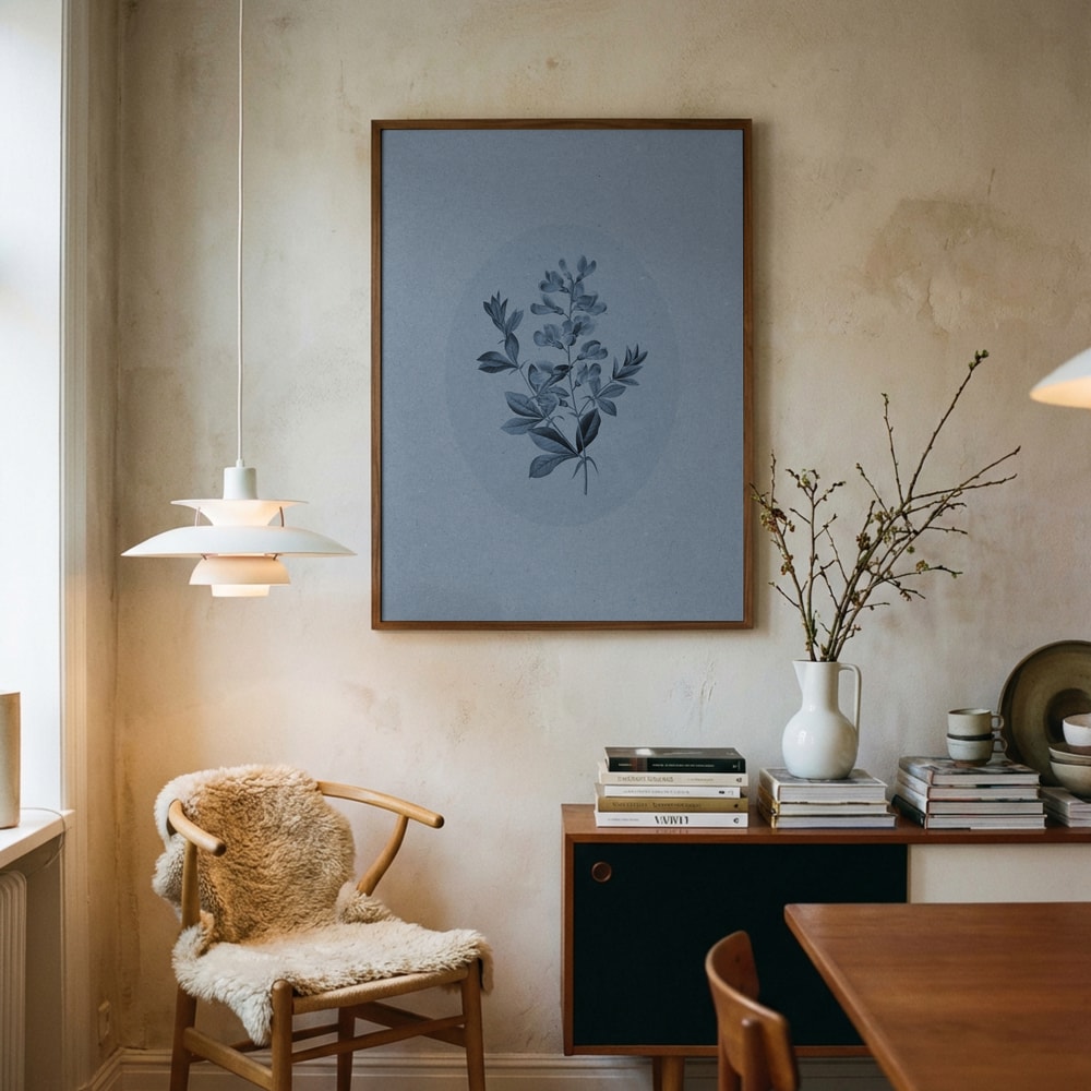 Botanisk i lugnande blått Poster