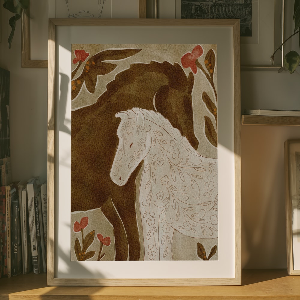 Blid blomsterhesteplakat