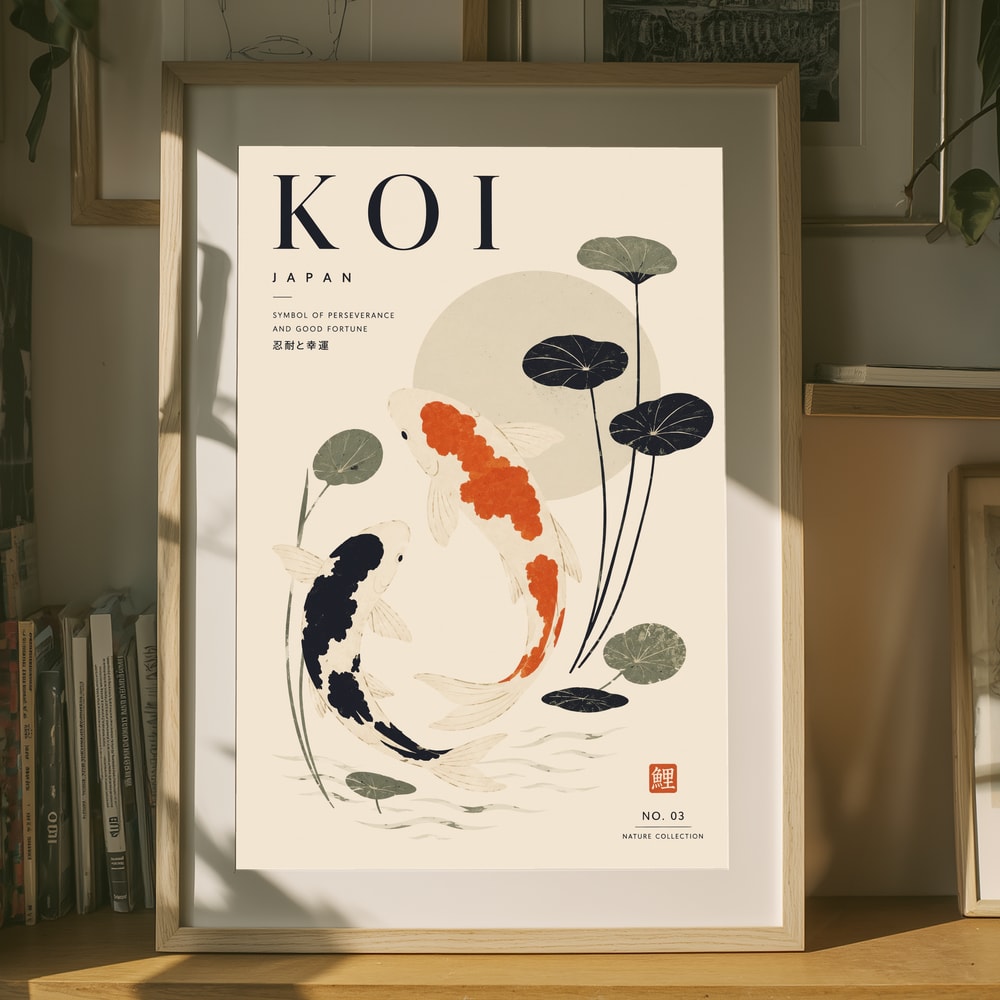 Swimming Japanese Koi Poster