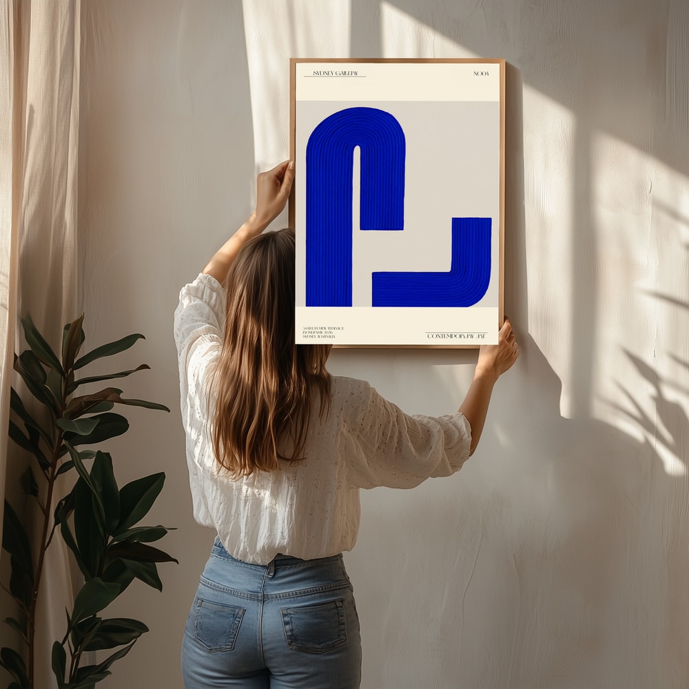 Blå abstrakt geometri plakat