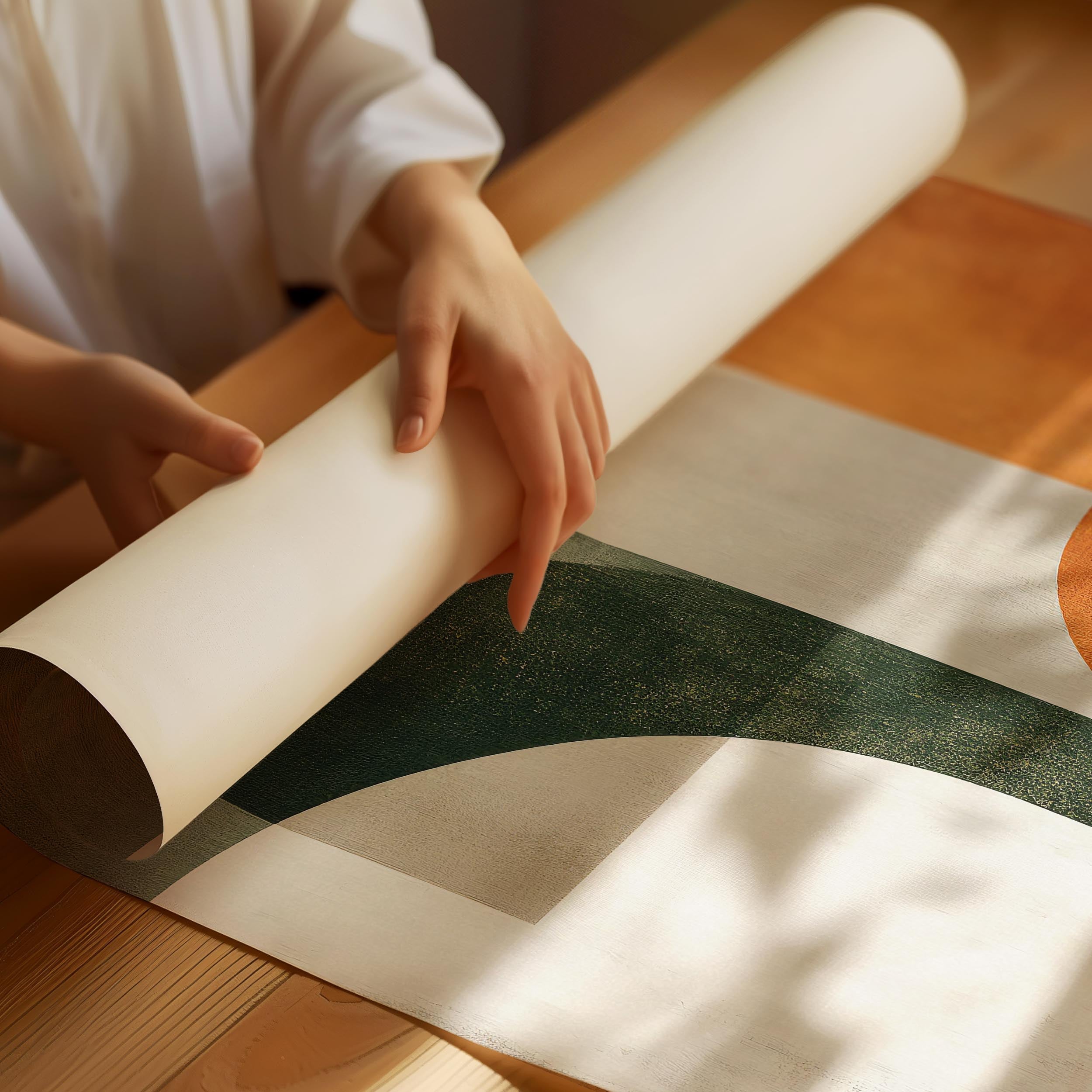 Abstrakt orange och grön Poster