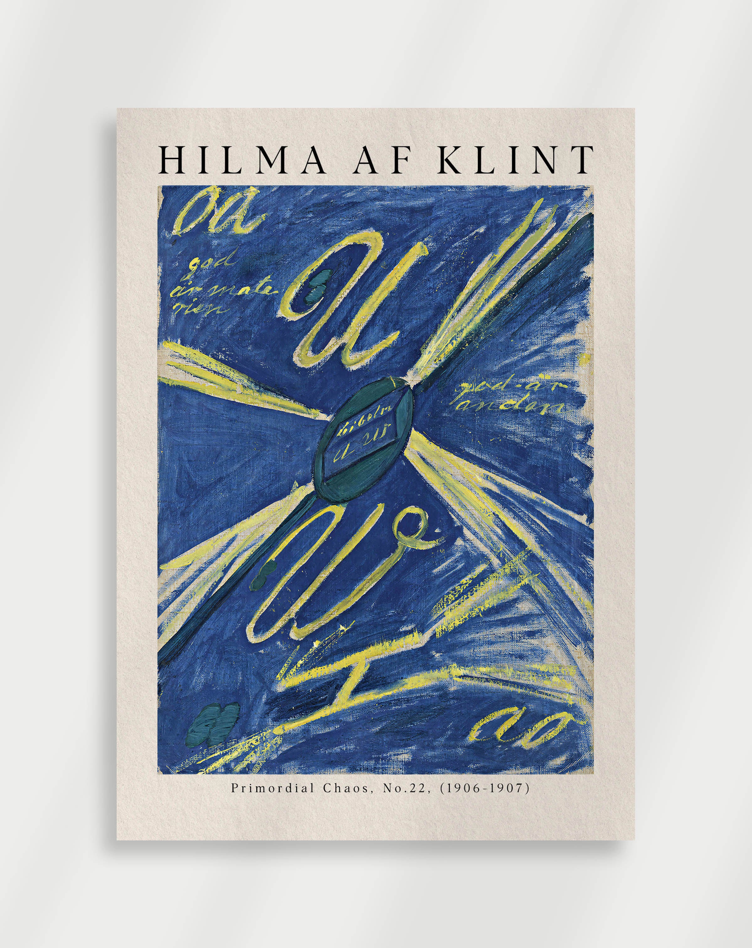 Spiritual abstract artwork with geometric forms from Primordial Chaos No.22 by Hilma af Klint