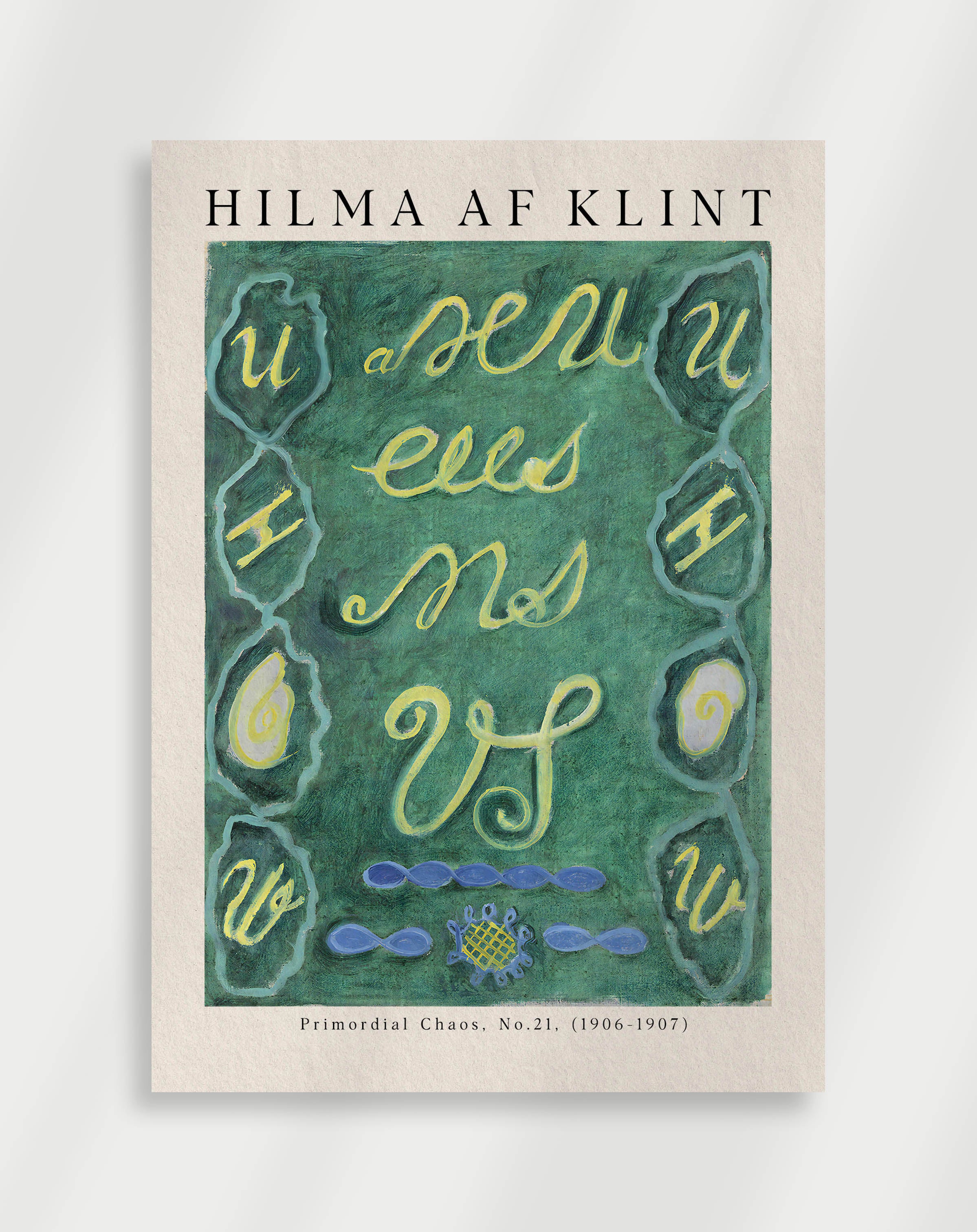 Abstract geometric composition with symbolic shapes from Primordial Chaos No.21 by Hilma af Klint